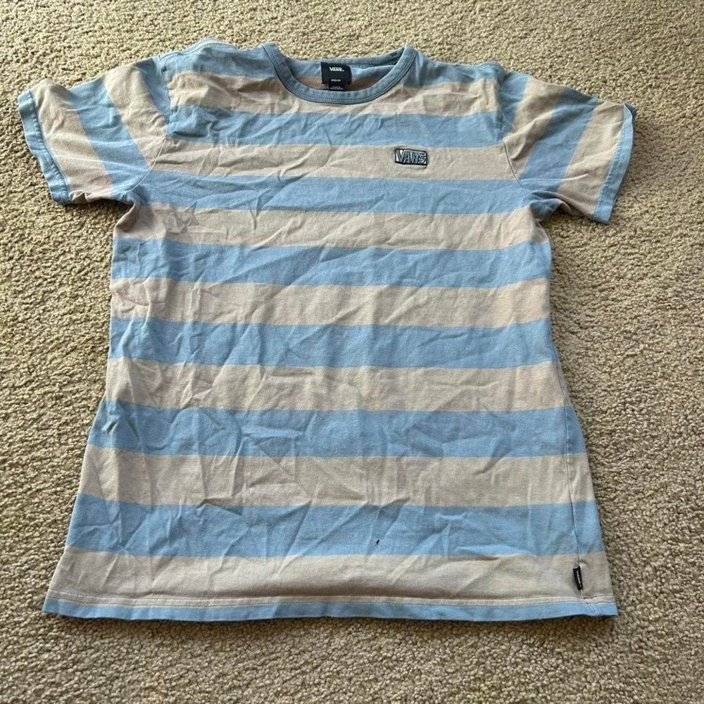Vintage Blue and white striped Vans tee